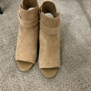 Vince Camuto Tan Peep-Toe Heeled Boots